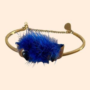 Fendi Monster Gold Bangle Bracelet Fur
